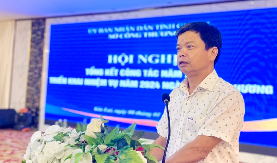 Phó Chủ tịch UBND tỉnh Nguyễn Hữu Quế phát biểu chỉ đạo tại Hội nghị. Ảnh: V.T