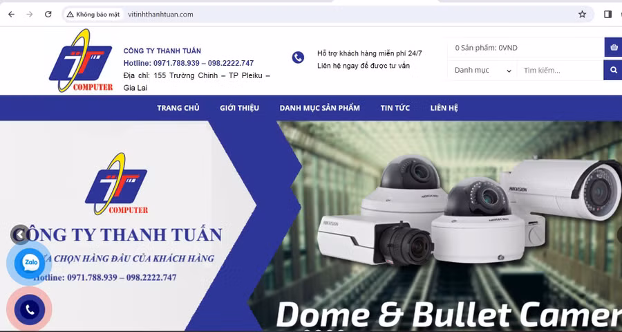 Công ty TNHH một thành viên Thanh Tuấn Gia Lai đang sử dụng website có tên miền http://vitinhthanhtuan.com để thực hiện việc bán hàng. Ảnh: Cục Quản lý thị trường Gia Lai