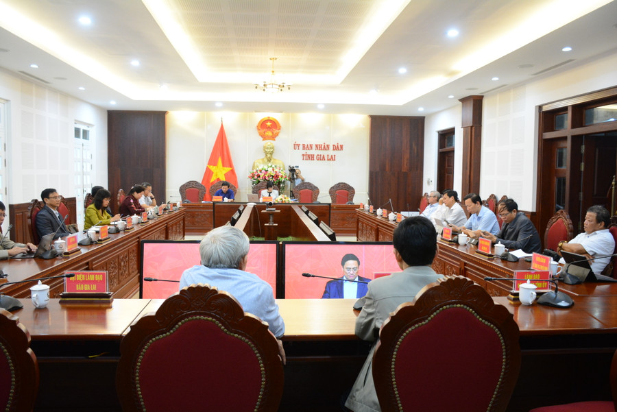 Quang cảnh hội nghị tại điểm cầu tỉnh Gia Lai. Ảnh: Minh Nguyễn