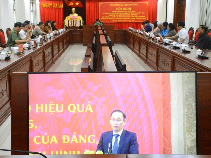 Trưởng ban Đối ngoại Trung ương Lê Hoài Trung phát biểu chỉ đạo tại hội nghị. Ảnh: Minh Phương