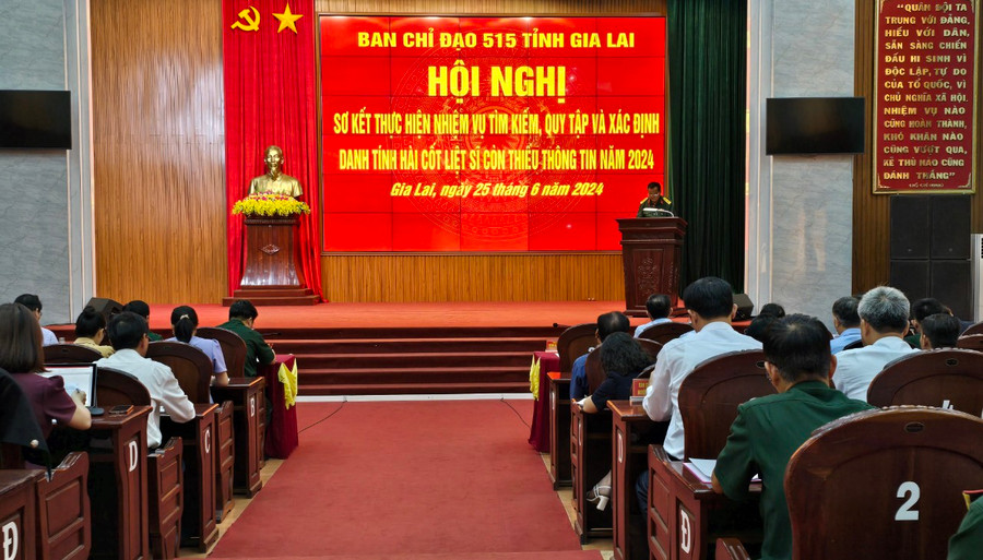 Hội nghị sơ kết công tác tìm kiếm, quy tập hài cốt liệt sĩ năm 2023 và 6 tháng đầu năm 2024. Ảnh: T.D