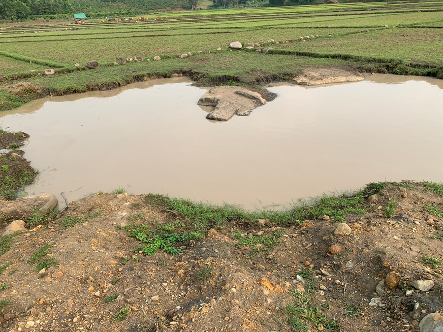 Vũng nước nơi phát hiện thi thể em Rơ Châm Dương và Siu Ty Nô. Ảnh: T.D Vũng nước nơi phát hiện thi thể em Rơ Châm Dương và Siu Ty Nô. Ảnh: T.D