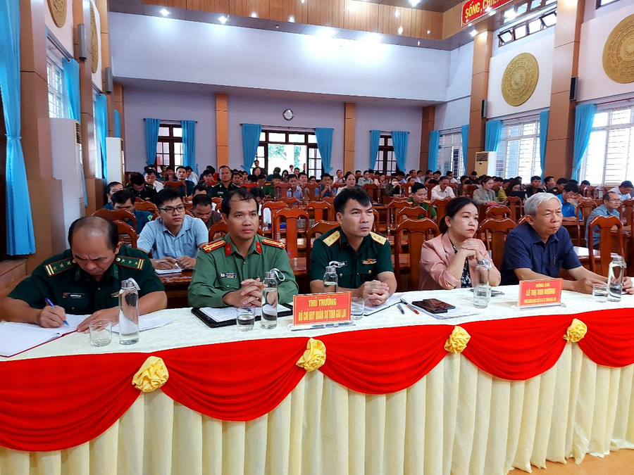 Hơn 150 đại biểu dự hội nghị phổ biến kiến thức quốc phòng-an ninh năm 2023 tại huyện Đức Cơ. Ảnh: Thiên Di