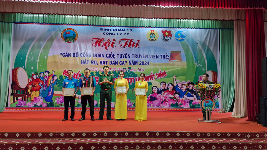 Ban tổ chức trao giải nhất cho đội thi Sáng Tạo. Ảnh: Vĩnh Hoàng Ban tổ chức trao giải nhất cho đội thi Sáng Tạo. Ảnh: Vĩnh Hoàng