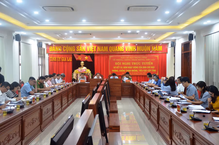Quang cảnh hội nghị tại điểm cầu Gia Lai. Ảnh: Vĩnh Hoàng Quang cảnh hội nghị tại điểm cầu Gia Lai. Ảnh: Vĩnh Hoàng