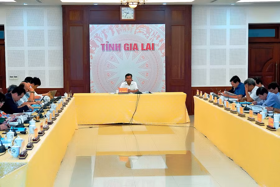 Quang cảnh hội nghị tại điểm cầu Gia Lai. Ảnh: Đức Thụy