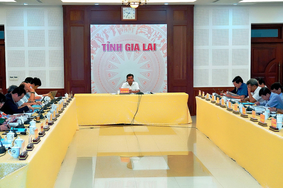 Quang cảnh hội nghị tại điểm cầu Gia Lai. Ảnh: Đức Thụy