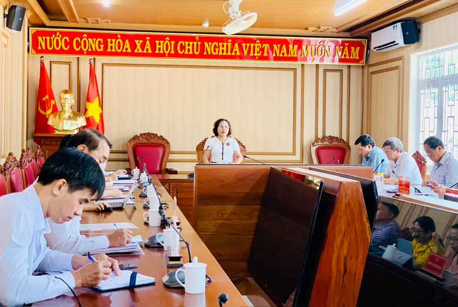 Bà Ayun H’Bút-Phó Chủ tịch HĐND tỉnh, Trưởng đoàn giám sát kết luận buổi làm việc. Ảnh: Như Nguyện.