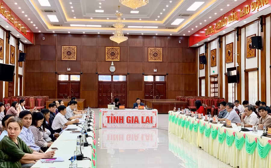 Quang cảnh hội nghị trực tuyến tại điểm cầu Gia Lai. Ảnh: Như Nguyện