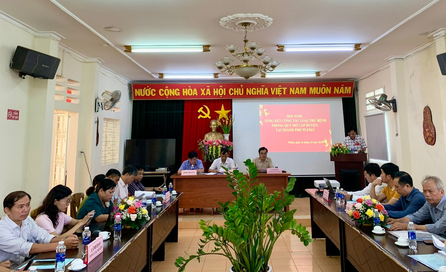 Hội đồng kiểm tra, công nhận loại trừ bệnh phong quy mô cấp huyện của tỉnh Gia Lai công bố kết quả kiểm tra đối với TP. Pleiku. Ảnh: Như Nguyện