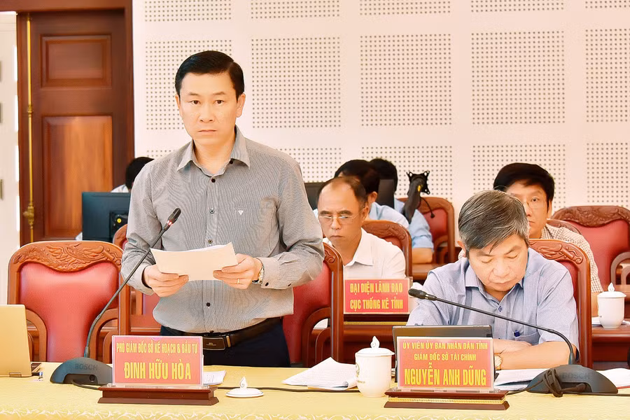 Phó Giám đốc Sở Kế hoạch và Đầu tư Đinh Hữu Hòa phát biểu ý kiến tại hội nghị. Ảnh: Đức Thụy