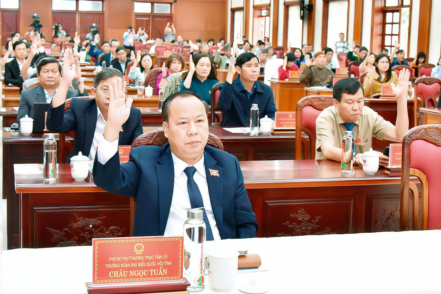 Các đại biểu biểu quyết thông qua các nghị quyết tại kỳ họp. Ảnh: Đức Thụy