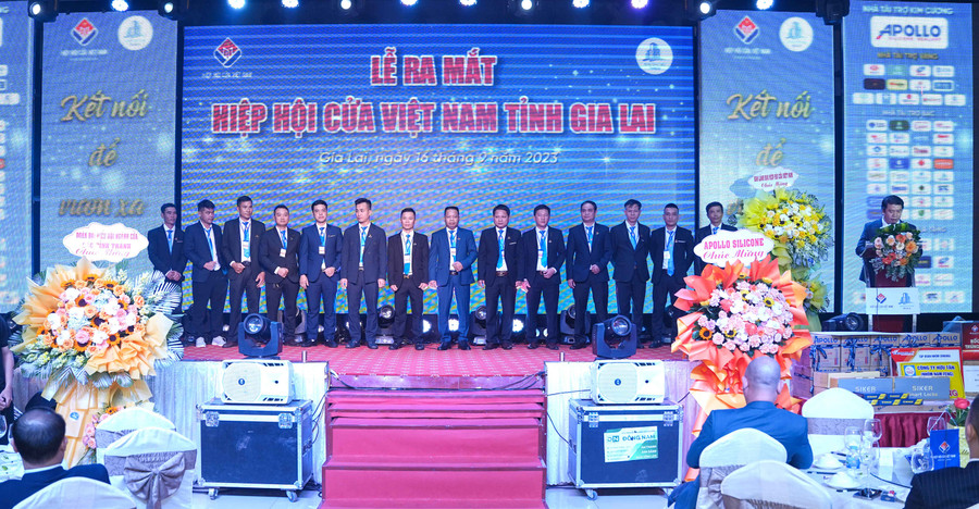 Ban Chấp hành Hiệp hội Cửa Việt Nam tỉnh Gia Lai ra mắt. Ảnh: Q.T