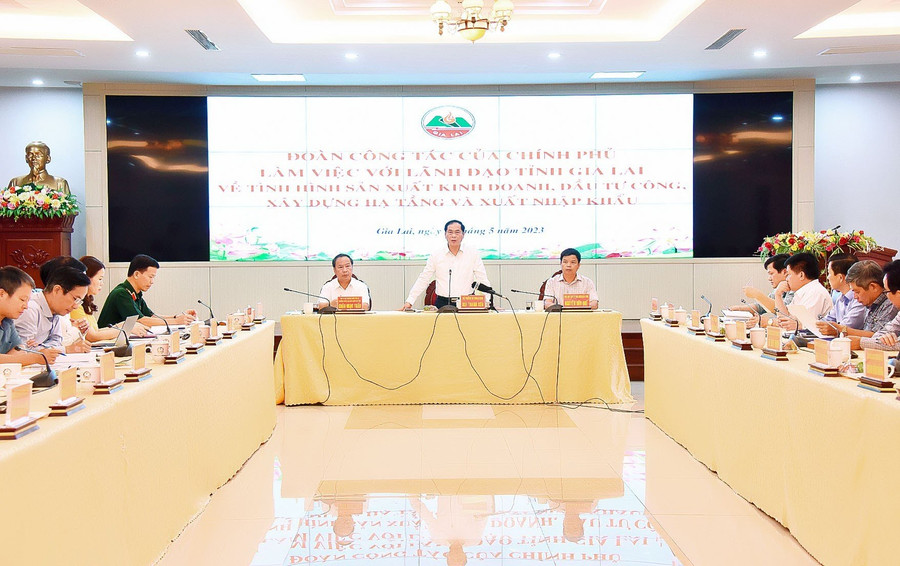 Bộ trưởng Bộ Ngoại giao Bùi Thanh Sơn phát biểu chỉ đạo tại buổi làm việc. Ảnh: Đức Thụy