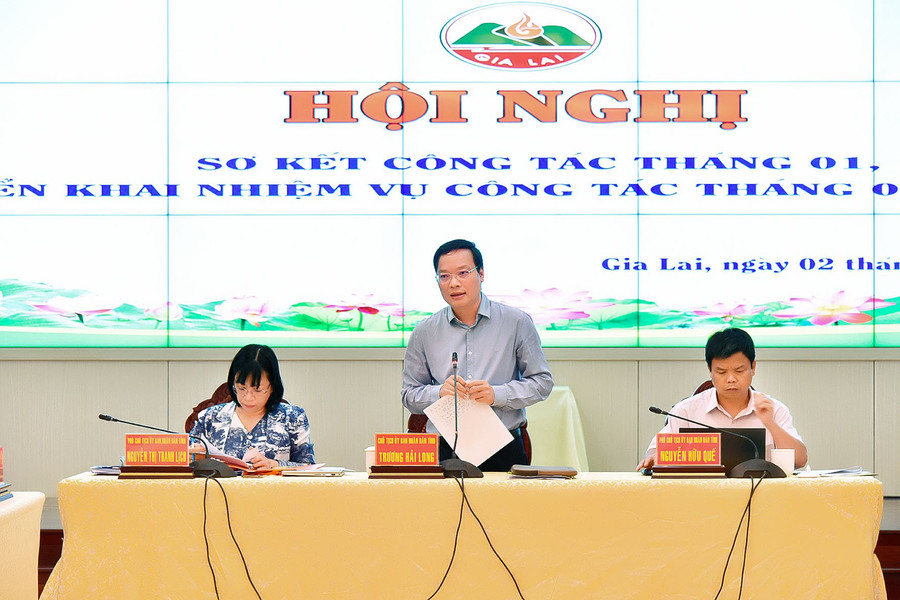 Phó Bí thư Tỉnh ủy, Chủ tịch UBND tỉnh Trương Hải Long phát biểu khai mạc hội nghị. Ảnh: Đức Thụy Phó Bí thư Tỉnh ủy, Chủ tịch UBND tỉnh Trương Hải Long phát biểu khai mạc hội nghị. Ảnh: Đức Thụy