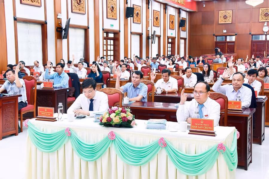 Các đại biểu biểu quyết thông qua các nghị quyết. Ảnh: Đức Thụy