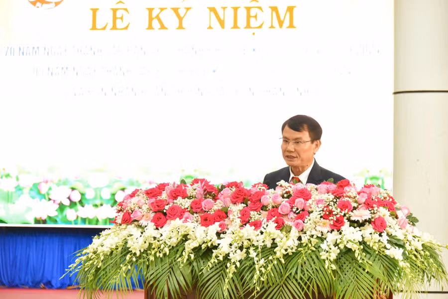 Bí thư Thành ủy Pleiku Trịnh Duy Thuân phát biểu tại lễ kỷ niệm. Ảnh: ĐT