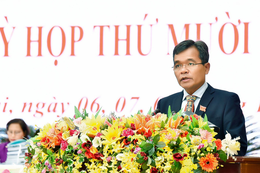 Ủy viên Ban Chấp hành Trung ương Đảng, Bí thư Tỉnh ủy, Chủ tịch HĐND tỉnh Gia Lai Hồ Văn Niên phát biểu khai mạc kỳ họp. Ảnh: Đức Thụy Ủy viên Ban Chấp hành Trung ương Đảng, Bí thư Tỉnh ủy, Chủ tịch HĐND tỉnh Gia Lai Hồ Văn Niên phát biểu khai mạc kỳ họp. Ảnh: Đức Thụy