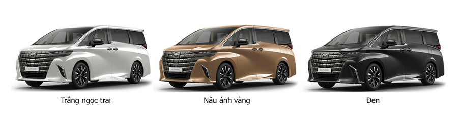 Toyota Alphard 2024 có 3 phiên bản màu: trắng ngọc trai, nâu ánh vàng và đen. Ảnh: ST Toyota Alphard 2024 có 3 phiên bản màu: trắng ngọc trai, nâu ánh vàng và đen. Ảnh: ST