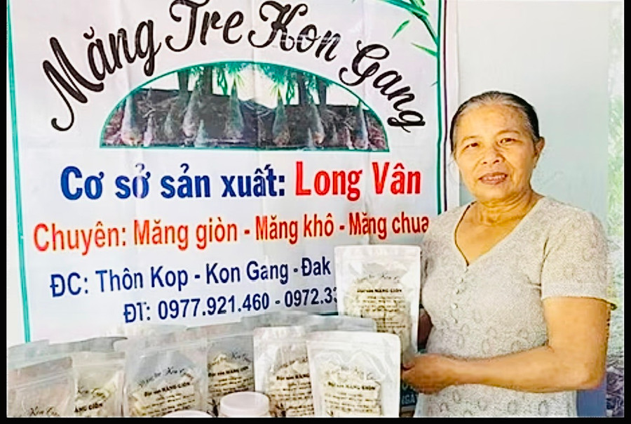 Gia đình bà Hồ Thị Vân là hộ đầu tiên trồng tre lấy măng tại xã Kon Gang. Ảnh: Nhật Hào Gia đình bà Hồ Thị Vân là hộ đầu tiên trồng tre lấy măng tại xã Kon Gang. Ảnh: Nhật Hào