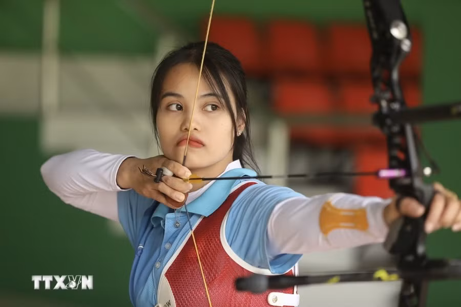 Cung thủ Đỗ Thị Ánh Nguyệt, (Ảnh: Minh Quyết/TTXVN)