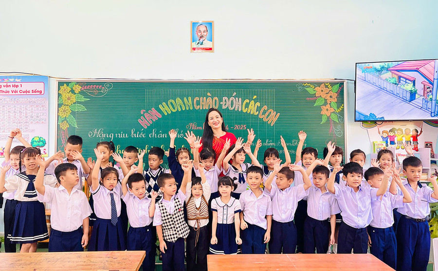 Cô và trò Trường Tiểu học Lê Quý Đôn (phường Ia Kring, TP. Pleiku) sẵn sàng bước vào năm học mới. Ảnh: Trần Dung