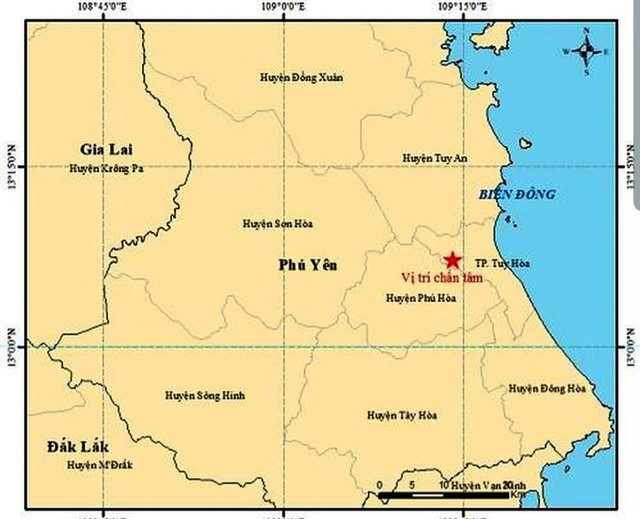 Trận động đất xảy ra tại TP Tuy Hòa, tỉnh Phú Yên Trận động đất xảy ra tại TP Tuy Hòa, tỉnh Phú Yên