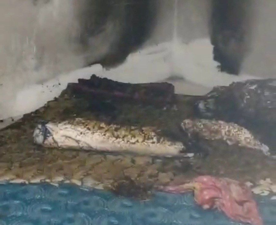 Căn phòng bị bốc cháy. Ảnh: Hoài Luân Căn phòng bị bốc cháy. Ảnh: Hoài Luân