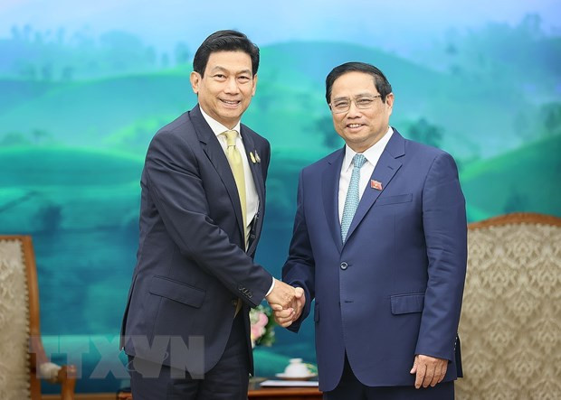 Thủ tướng Phạm Minh Chính tiếp Phó Thủ tướng, Bộ trưởng Ngoại giao Thái Lan Parnpree Bahiddha-Nukara. (Ảnh: Dương Giang/TTXVN) Thủ tướng Phạm Minh Chính tiếp Phó Thủ tướng, Bộ trưởng Ngoại giao Thái Lan Parnpree Bahiddha-Nukara. (Ảnh: Dương Giang/TTXVN)