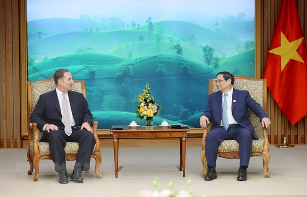 Thủ tướng Phạm Minh Chính tiếp ông Anthony Capuano, Giám đốc Điều hành Tập đoàn Marriott. (Ảnh: Dương Giang/TTXVN)