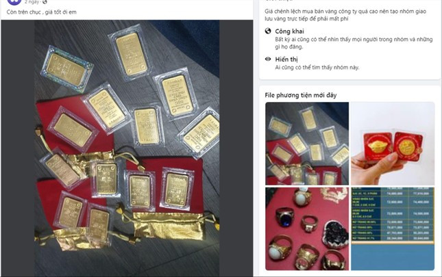 Nhóm sang tay, trao đổi vàng miếng nhộn nhịp trên mạng xã hội. Ảnh: U.P