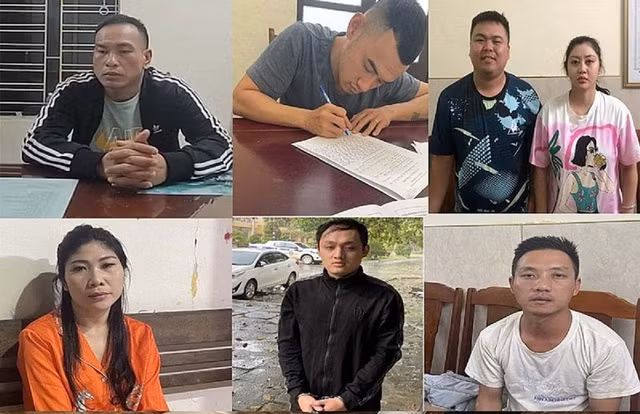 Đường dây buôn bán, vận chuyển ma túy do Mạnh "du côn" (hàng trên, ngoài cùng bên trái). Ảnh: Công an Thanh Hóa