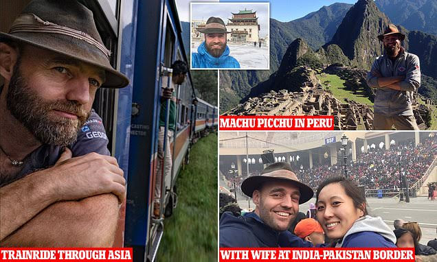 Trong ảnh là Thor ở Tây Tạng, Machu Picchu - Peru, trên chuyến xe lửa ở châu Á và cùng vợ tại biên giới Pakistan - Ấn Độ. Ảnh: INSIDER Trong ảnh là Thor ở Tây Tạng, Machu Picchu - Peru, trên chuyến xe lửa ở châu Á và cùng vợ tại biên giới Pakistan - Ấn Độ. Ảnh: INSIDER