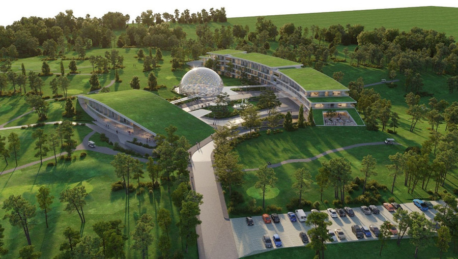 Phối cảnh mô hình tòa nhà câu lạc bộ golf khi hoàn thành.