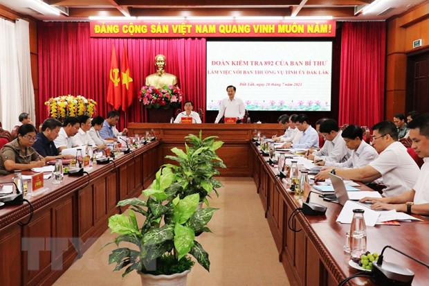Quang cảnh buổi làm việc. (Ảnh: Anh Dũng/TTXVN) Quang cảnh buổi làm việc. (Ảnh: Anh Dũng/TTXVN)