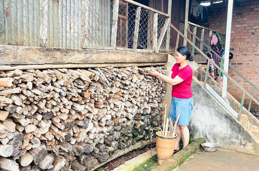 Với người Jrai, trữ củi không chỉ phục vụ sinh hoạt mà còn góp phần gìn giữ nét đẹp truyền thống của dân tộc. Ảnh: H.T Với người Jrai, trữ củi không chỉ phục vụ sinh hoạt mà còn góp phần gìn giữ nét đẹp truyền thống của dân tộc. Ảnh: H.T