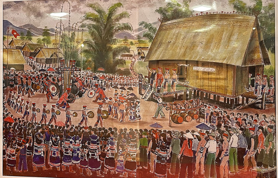 Tác phẩm "Hội đâm trâu" của họa sĩ Xu Man hiện đang được lưu giữ tại Bảo tàng Mỹ thuật Việt Nam. Ảnh chụp lại Tác phẩm "Hội đâm trâu" của họa sĩ Xu Man hiện đang được lưu giữ tại Bảo tàng Mỹ thuật Việt Nam. Ảnh chụp lại