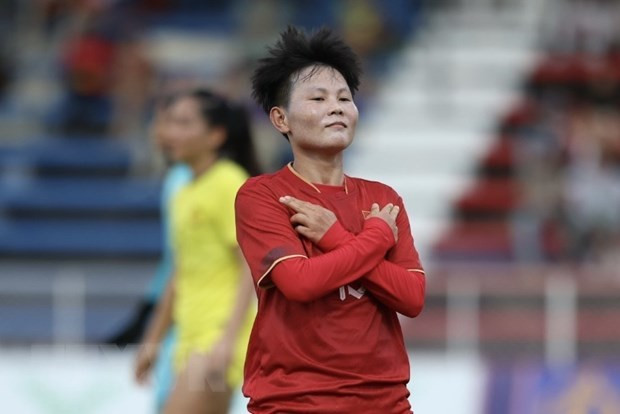 Bích Thùy nhân đôi cách biệt cho tuyển nữ Việt Nam. (Ảnh: Minh Quyết/TTXVN) Bích Thùy nhân đôi cách biệt cho tuyển nữ Việt Nam. (Ảnh: Minh Quyết/TTXVN)