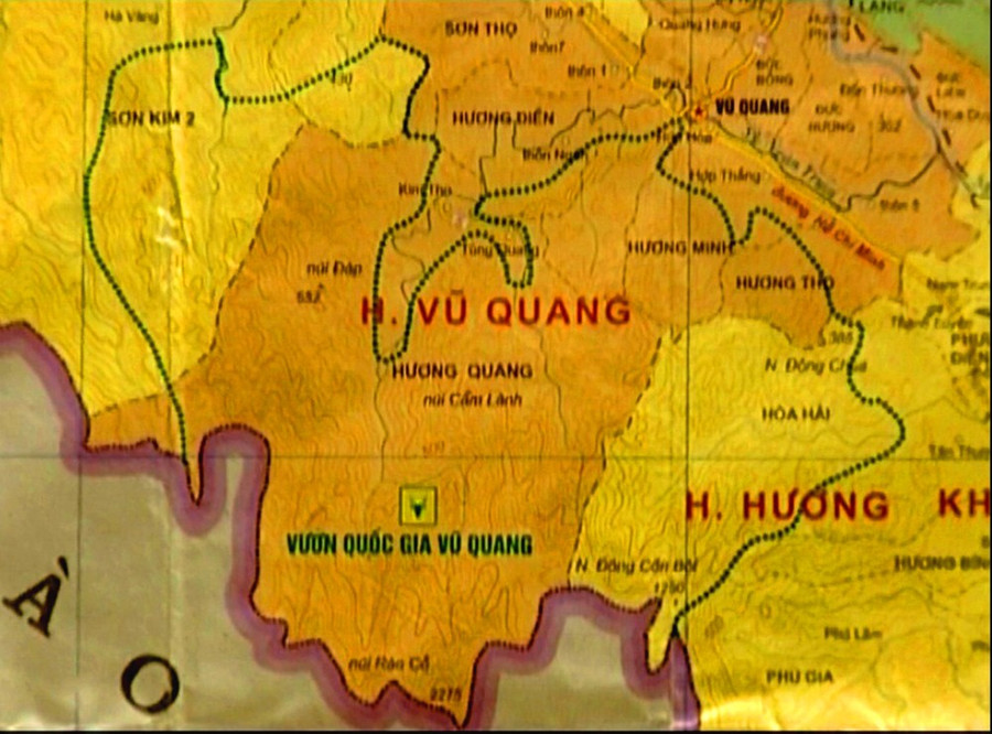 Vườn Quốc gia Vũ Quang nhìn trên bản đồ