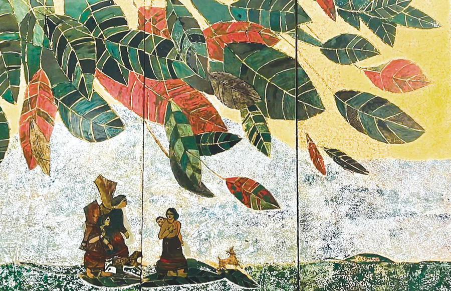 Tác phẩm “Mùa lá hát” của họa sĩ Hồ Thị Xuân Thu. Tác phẩm “Mùa lá hát” của họa sĩ Hồ Thị Xuân Thu.