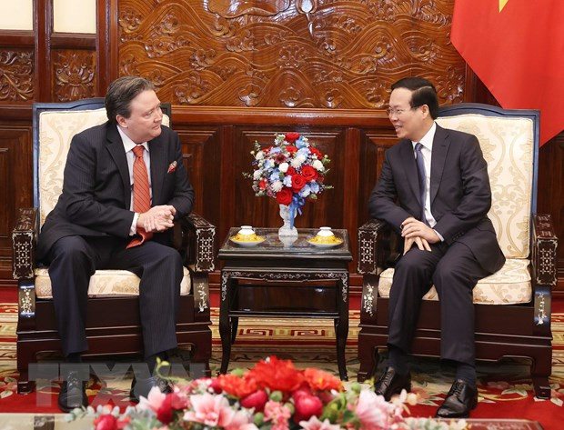 Chủ tịch nước Võ Văn Thưởng tiếp Đại sứ Hoa Kỳ tại Việt Nam Marc E. Knapper. (Ảnh: Thống Nhất/TTXVN) Chủ tịch nước Võ Văn Thưởng tiếp Đại sứ Hoa Kỳ tại Việt Nam Marc E. Knapper. (Ảnh: Thống Nhất/TTXVN)