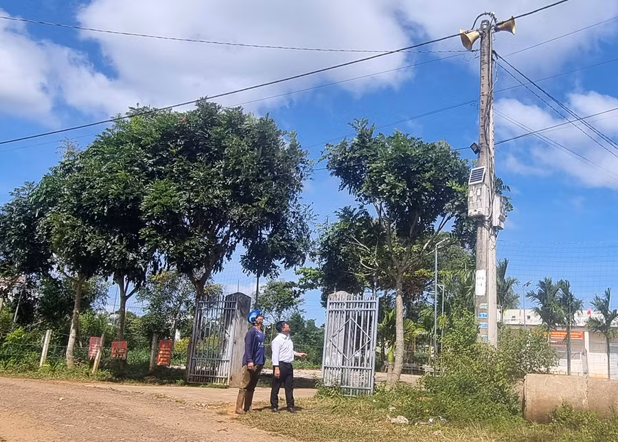 Hệ thống loa của Đài Truyền thanh xã Ia Nhin. Ảnh: H.P