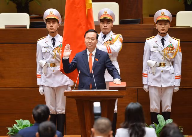 Tân Chủ tịch nước Võ Văn Thưởng tuyên thệ nhậm chức theo quy định - Ảnh: VGP/Nhật Bắc