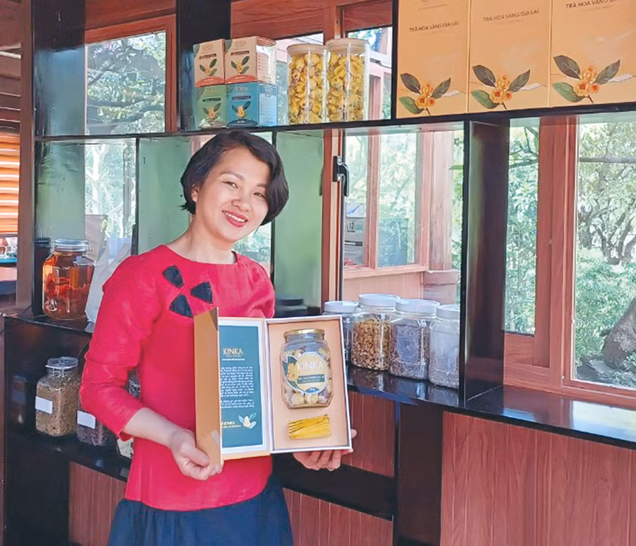 Sản phẩm trà hoa vàng đạt OCOP 4 sao cấp tỉnh. Ảnh: N.D