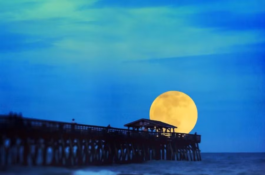 Nhiều người nhìn thấy mặt trăng to hơn khi ở đường chân trời. Ảnh: VACA