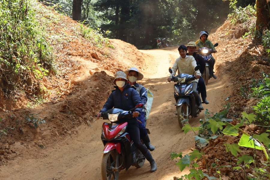 Người dân rời khỏi vườn sâm để trở về nhà. Ảnh: HỮU PHÚC