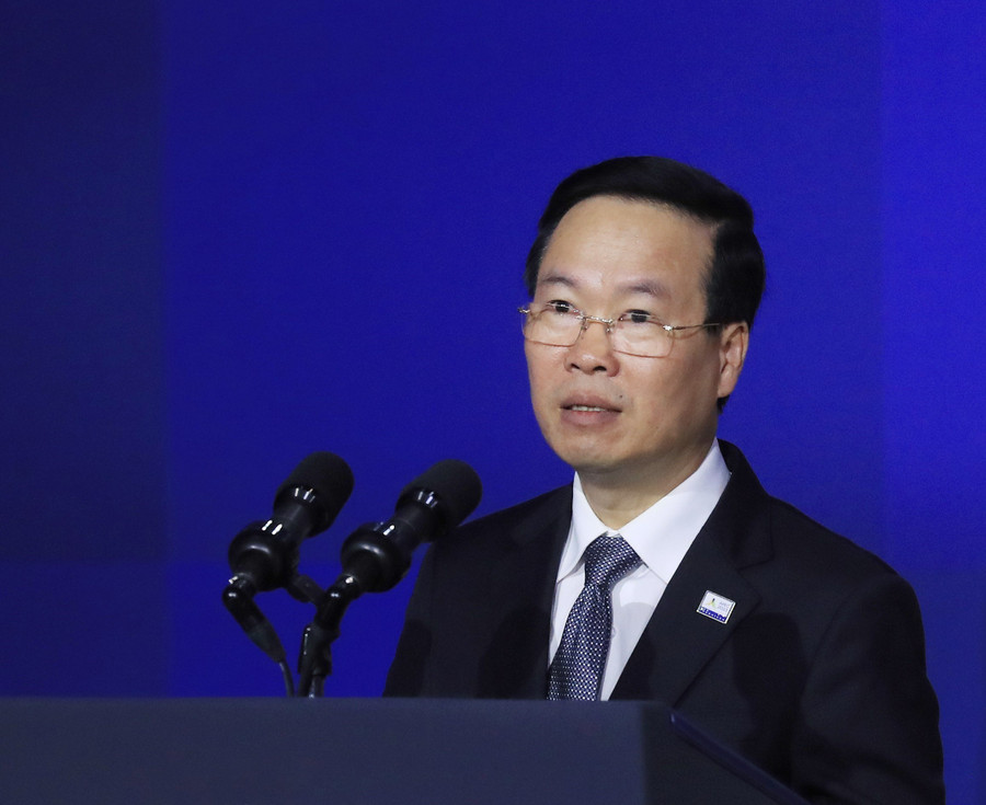 Chủ tịch nước Võ Văn Thưởng phát biểu. (Ảnh: Thống Nhất/TTXVN)