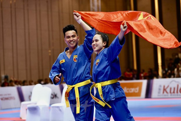 Vovinam mang về tấm HCV thứ 18 cho Đoàn Việt Nam. (Ảnh: Vietnam+) Vovinam mang về tấm HCV thứ 18 cho Đoàn Việt Nam. (Ảnh: Vietnam+)