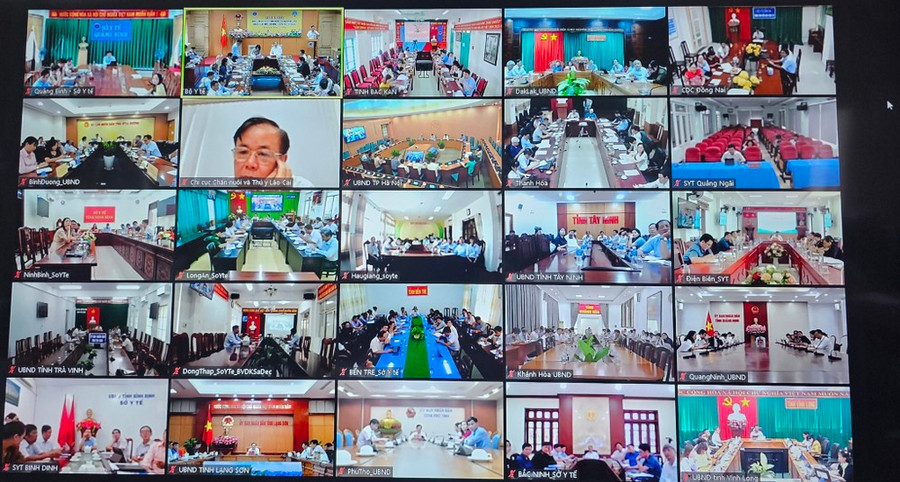 Các điểm cầu trực tuyến tham gia Hội nghị. (Ảnh: PV/Vietnam+)