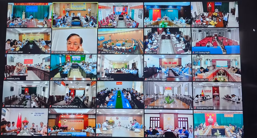 Các điểm cầu trực tuyến tham gia Hội nghị. (Ảnh: PV/Vietnam+)
